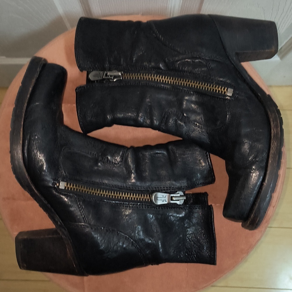 Frye Sylvia Leather Ankle Boots Size 7 - Picture 2 of 9